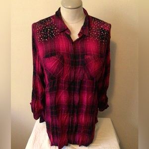 DC Jeans Plaid Top 2X